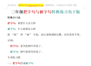 二年级把字句与被字句转换练习电子版可打印